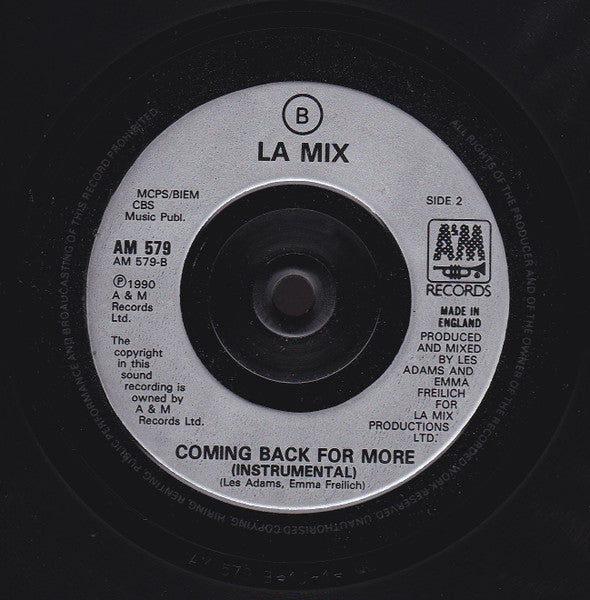 L.A. Mix – Coming Back For More 7" vinyl record, image 4 of 4