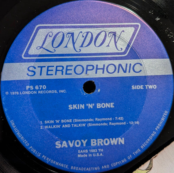 Savoy Brown – Skin 'N' Bone LP vinyl record, image 4 of 4