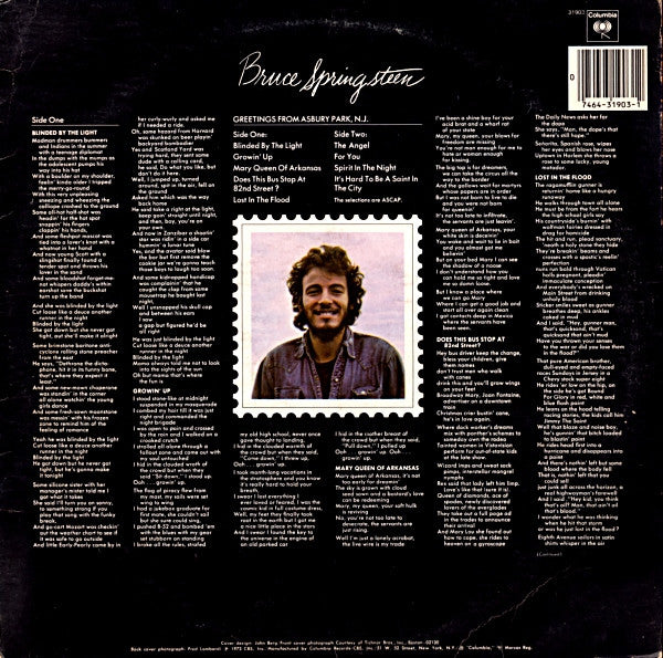 Bruce Springsteen – Greetings From Asbury Park, N.J. LP vinyl record, image 3 of 7