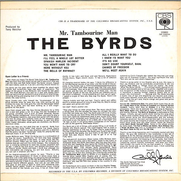 The Byrds – Mr. Tambourine Man LP vinyl record, image 2 of 4