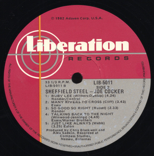 Joe Cocker – Sheffield Steel LP vinyl record, image 4 of 4