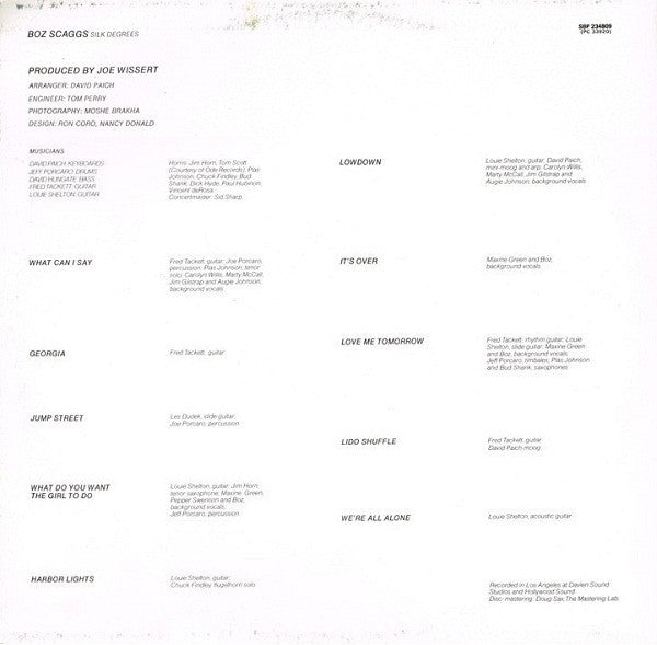 Boz Scaggs – Silk Degrees LP vinyl record, image 6 of 7