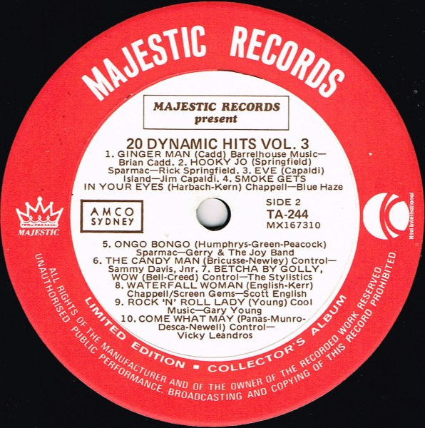 Various – 20 Dynamic Hits Vol.3 LP vinyl record, image 4 of 4