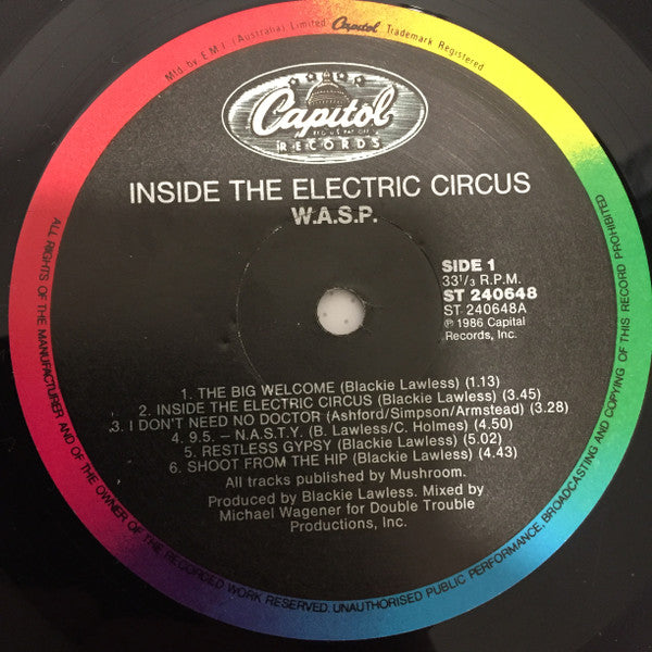 W.A.S.P. – Inside The Electric Circus LP vinyl record, image 3 of 5