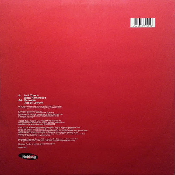 Mark Richardson, James Lawson – Hard Trance EP Volume 1 Limited Edition Sampler 12" vinyl record, image 2 of 4