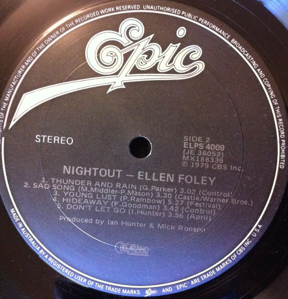 Ellen Foley – Nightout LP vinyl record, image 6 of 6