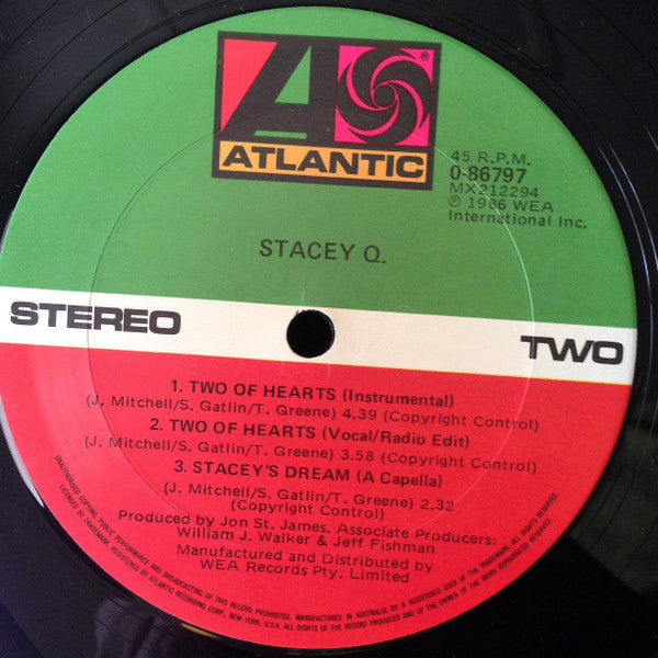Stacey Q – Two Of Hearts 12" vinyl record, image 3 of 4