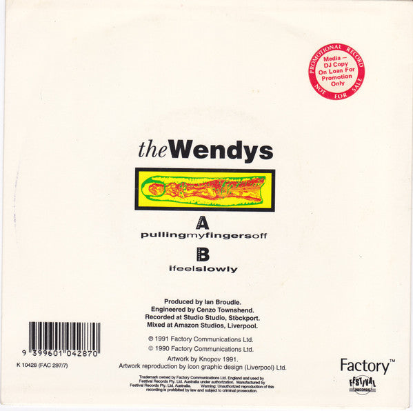 The Wendys – Pulling My Fingers Off 7" vinyl record, image 2 of 4