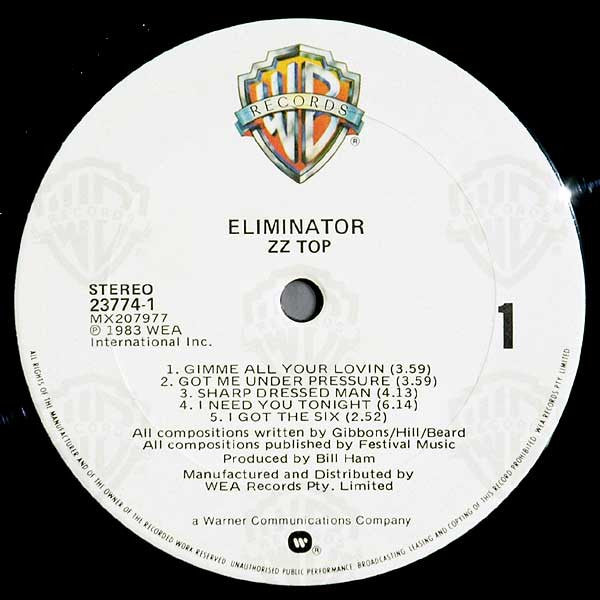ZZ Top – Eliminator LP vinyl record, image 3 of 4