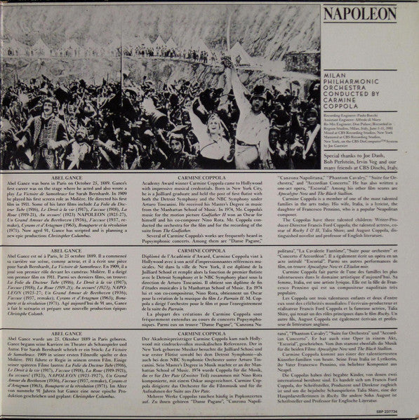 Carmine Coppola, Orchestra Sinfonica Di Milano – Napoleon LP vinyl record, image 3 of 6