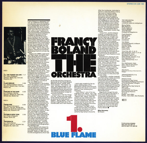 Francy Boland And Orchestra – 1. Blue Flame LP vinyl record, image 2 of 4