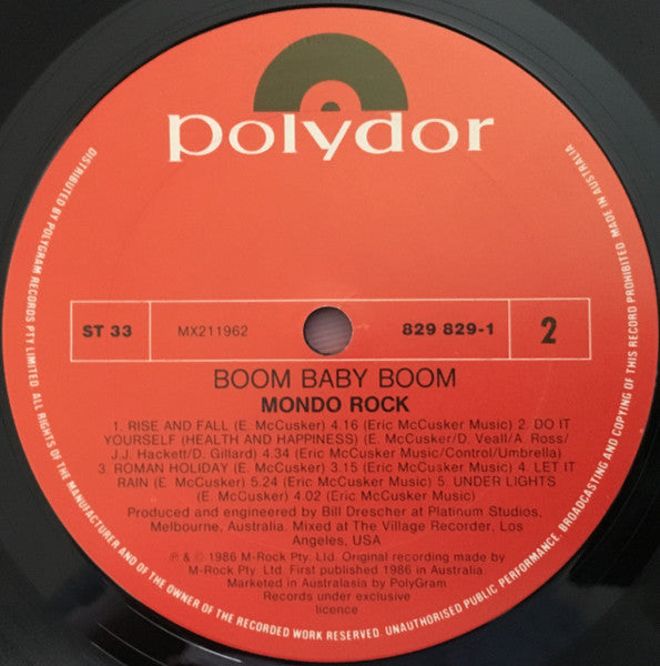 Mondo Rock – Boom Baby Boom LP vinyl record, image 4 of 6