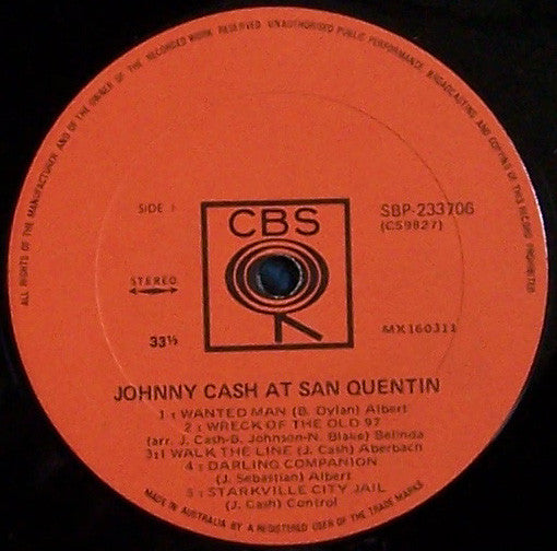 Johnny Cash – Johnny Cash At San Quentin LP vinyl record, image 3 of 4