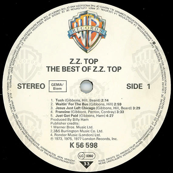 ZZ Top – The Best Of ZZ Top LP vinyl record, image 3 of 4