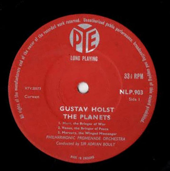 Gustav Holst, The Philharmonic Promenade Orchestra, London Philharmonic Choir, Sir Adrian Boult – The Planets LP vinyl record, image 3 of 4
