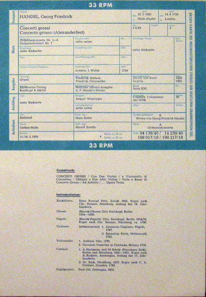 Georg Friedrich Händel – Concerti Grossi Op. 3 - Concerto Grosso C-dur > Alexandersfest < (2xLP) LP vinyl record, image 10 of 10