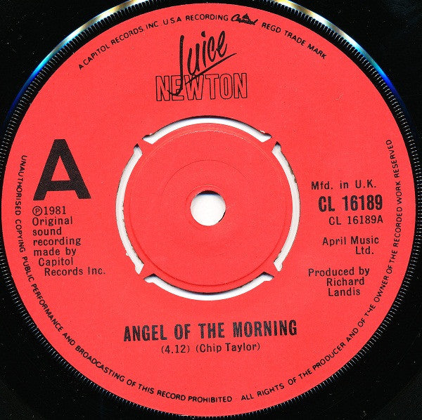 Juice Newton – Angel Of The Morning 7" vinyl record, image 3 of 4