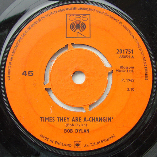 Bob Dylan – Times They Are A-Changin' 7" vinyl record, image 1 of 3