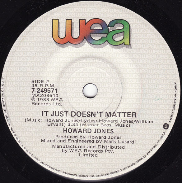 Howard Jones – What Is Love? 7" vinyl record, image 2 of 2