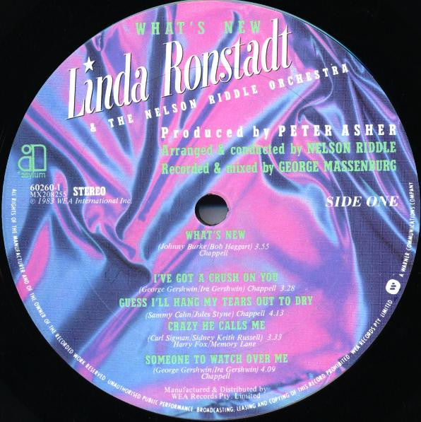 Linda Ronstadt, Nelson Riddle And His Orchestra – What's New LP vinyl record, image 3 of 6