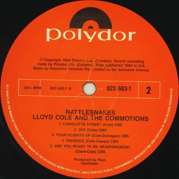 Lloyd Cole & The Commotions – Rattlesnakes LP vinyl record, image 4 of 6