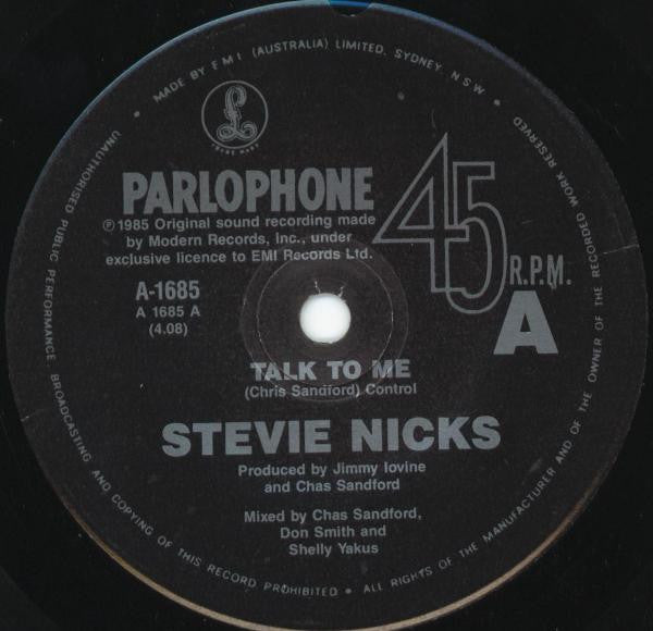 Stevie Nicks – Talk To Me 7" vinyl record, image 3 of 5