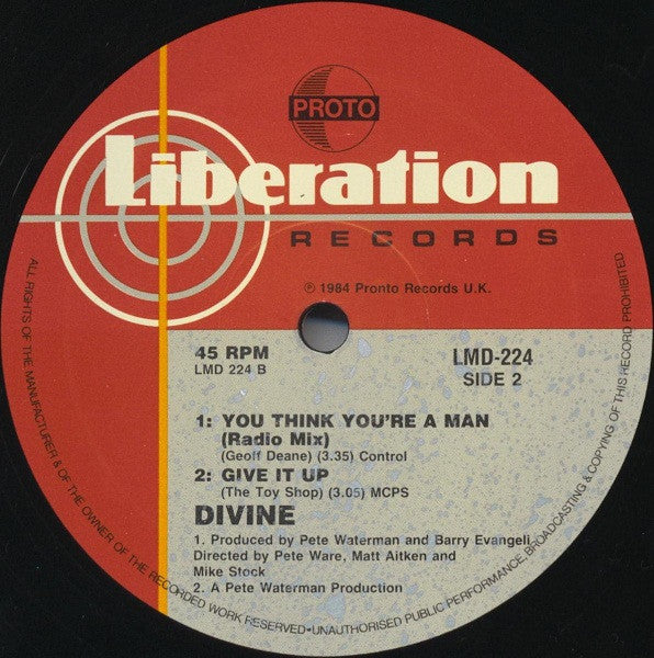 Divine – You Think You're A Man 12" vinyl record, image 4 of 4