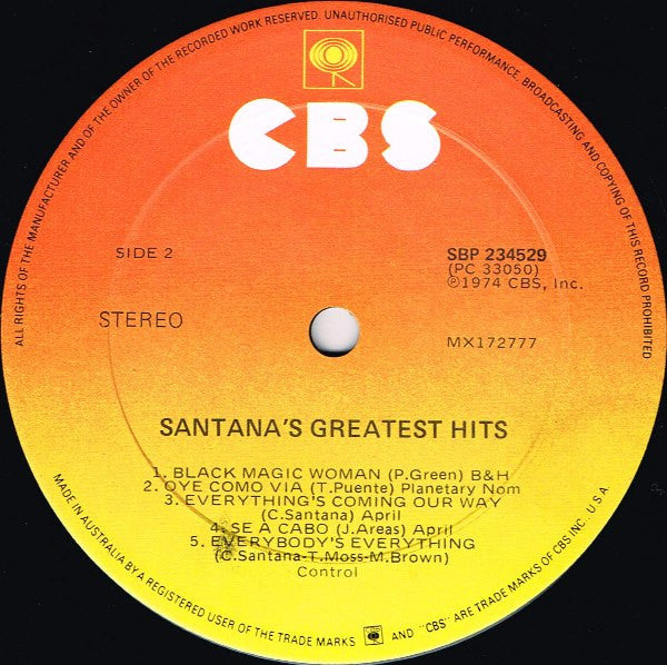 Santana – Santana's Greatest Hits LP vinyl record, image 6 of 6
