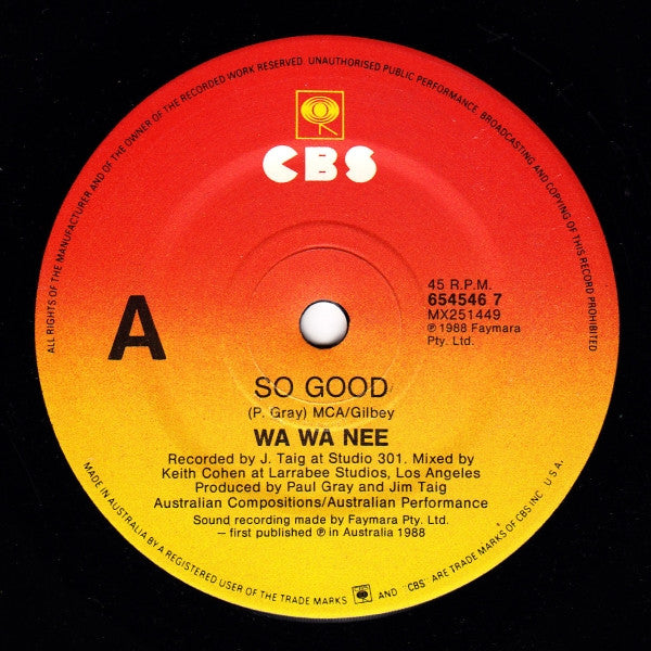 Wa Wa Nee – So Good 7" vinyl record, image 3 of 4