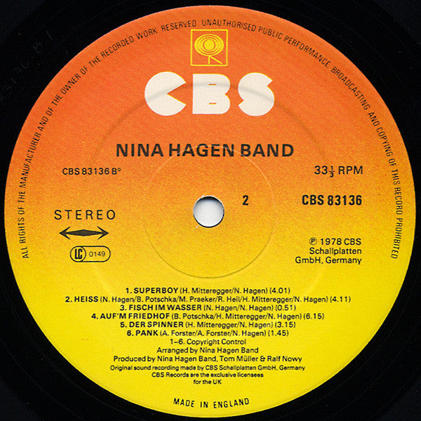 Nina Hagen Band – Nina Hagen Band LP vinyl record, image 4 of 4