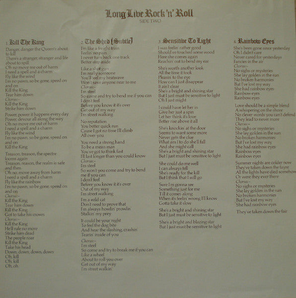Rainbow – Long Live Rock 'N' Roll LP vinyl record, image 7 of 8