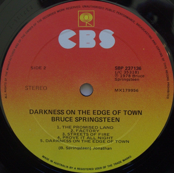 Bruce Springsteen – Darkness On The Edge Of Town LP vinyl record, image 4 of 7