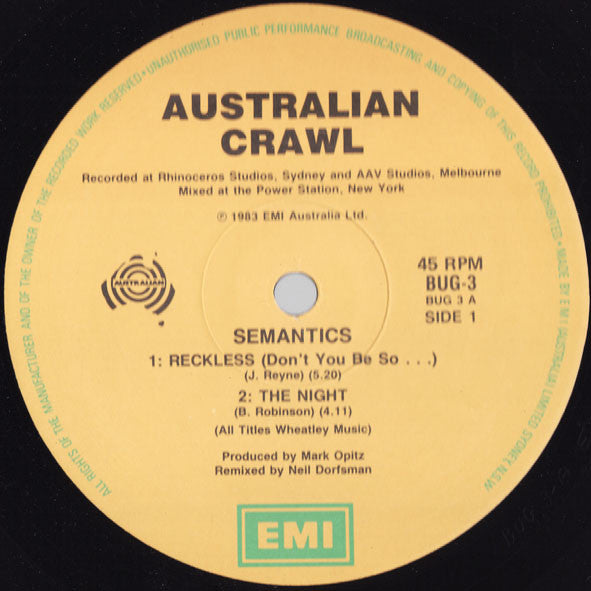 Australian Crawl – Semantics 12" vinyl record, image 3 of 5