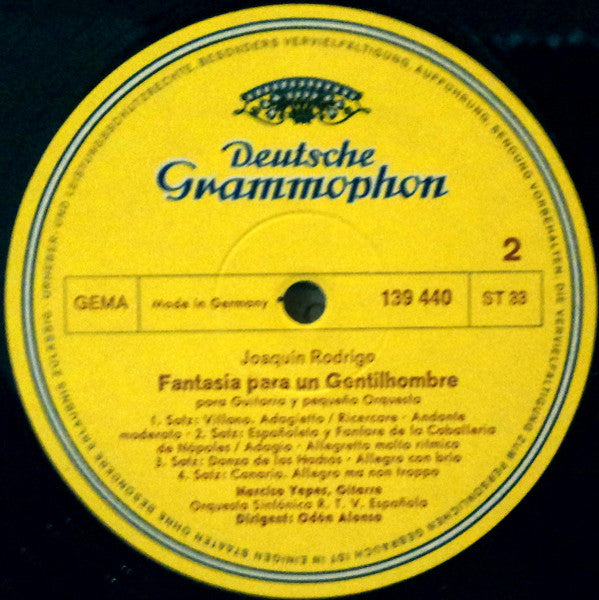 Joaquín Rodrigo, Narciso Yepes, Orquesta Sinfónica De RTVE, Odón Alonso – Concierto De Aranjuez / Fantasía Para Un Gentilhombre LP vinyl record, image 4 of 4
