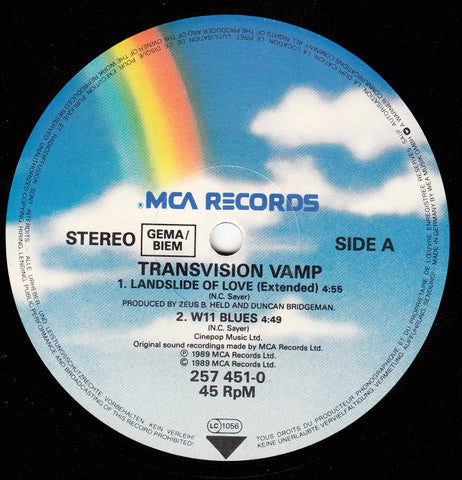 Transvision Vamp – Landslide Of Love 12" vinyl record, image 3 of 4