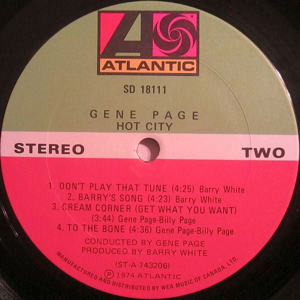 Gene Page – Hot City LP vinyl record, image 4 of 4