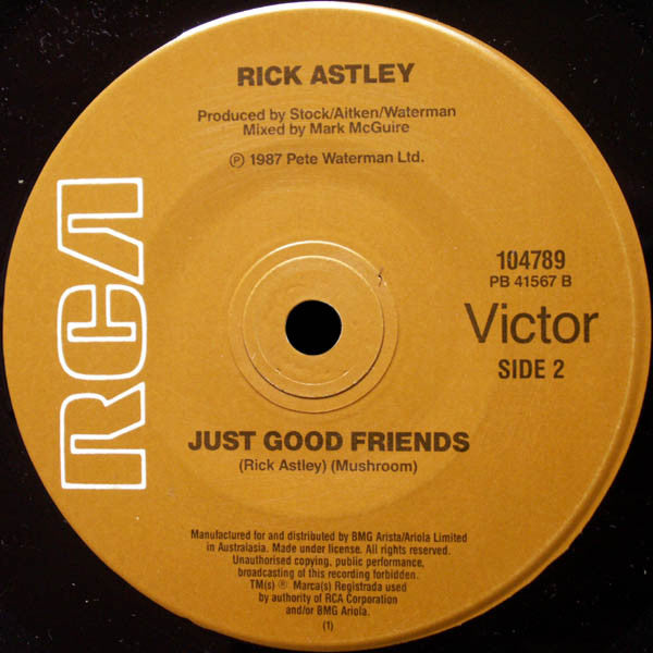 Rick Astley – Whenever You Need Somebody 7" vinyl record, image 2 of 2