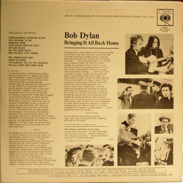 Bob Dylan – Bringing It All Back Home LP vinyl record, image 2 of 4