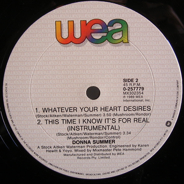 Donna Summer – This Time I Know It's For Real 12" vinyl record, image 4 of 4