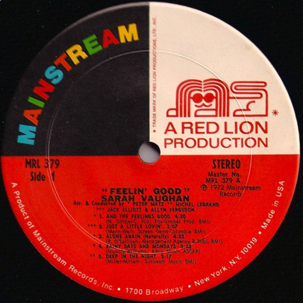 Sarah Vaughan – Feelin' Good LP vinyl record, image 5 of 6