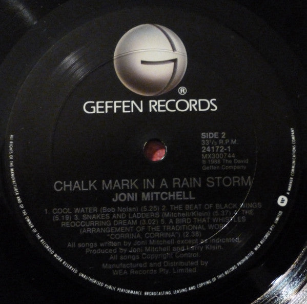 Joni Mitchell – Chalk Mark In A Rain Storm LP vinyl record, image 6 of 6