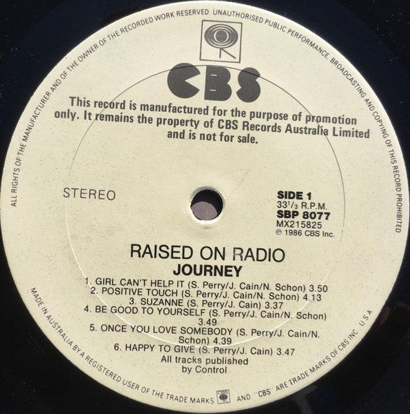 Journey – Raised On Radio LP vinyl record, image 3 of 7