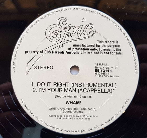 Wham! – I'm Your Man 12" vinyl record, image 3 of 3