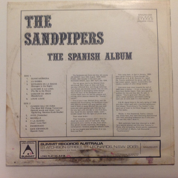 The Sandpipers – The Spanish Album LP vinyl record, image 2 of 4