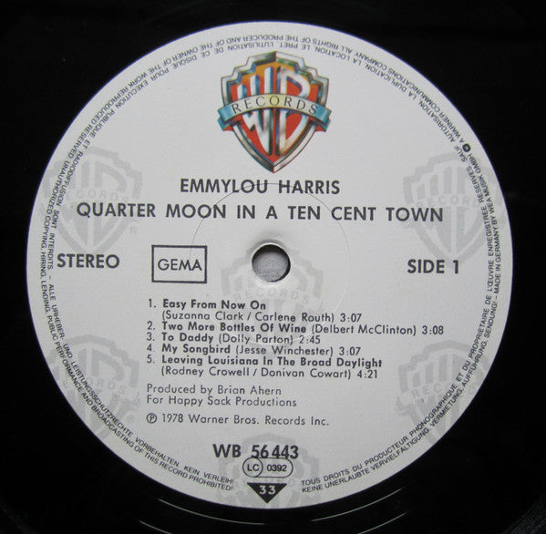 Emmylou Harris – Quarter Moon In A Ten Cent Town LP vinyl record, image 5 of 6