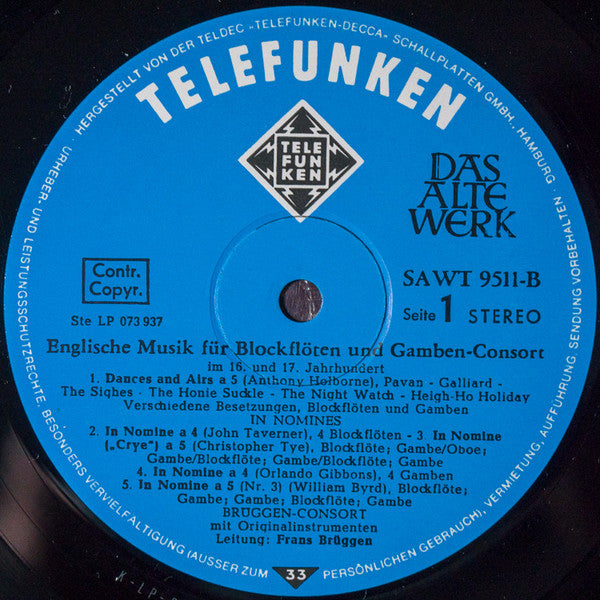 William Byrd, Thomas Morley, Anthony Holborne, Henry Purcell – Englische Musik Für Blockflöten Und Gamben-Consort LP vinyl record, image 3 of 4