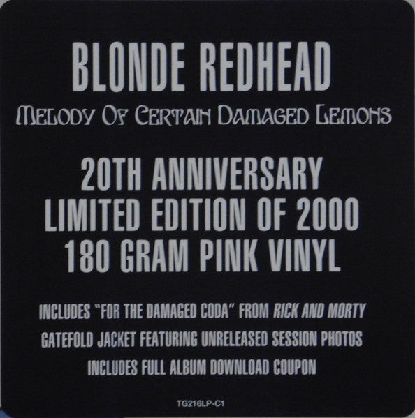 Blonde Redhead – Melody Of Certain Damaged Lemons LP vinyl record, image 10 of 10