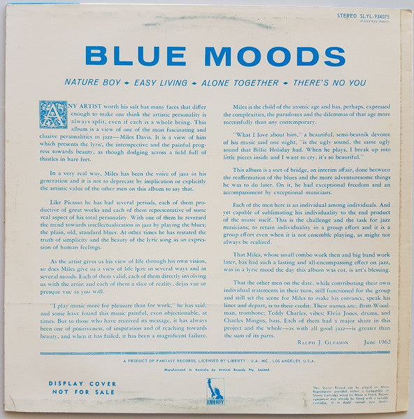 Miles Davis – Blue Moods LP vinyl record, image 2 of 4