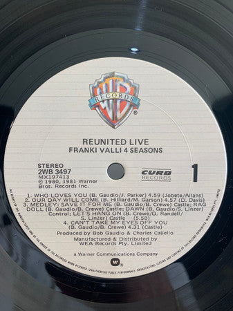 Frankie Valli, The Four Seasons – Reunited Live (2xLP) LP vinyl record, image 3 of 3