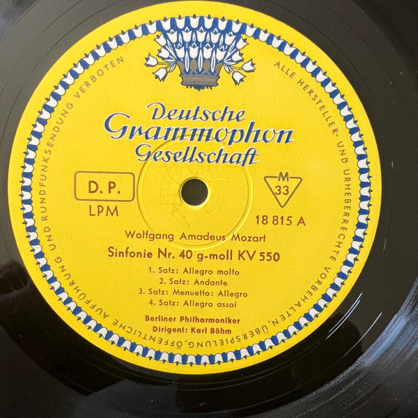 Wolfgang Amadeus Mozart, Berliner Philharmoniker, Karl Böhm – Sinfonien Nr. 40 G-Moll KV 550, Nr. 41 C-Dur KV 551 (Jupiter-Sinfonie) LP vinyl record, image 3 of 4